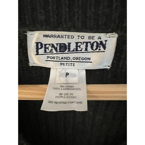 Pendleton Womens Petite Green Button Front cardigan lambswool sweater - Picture 6 of 6